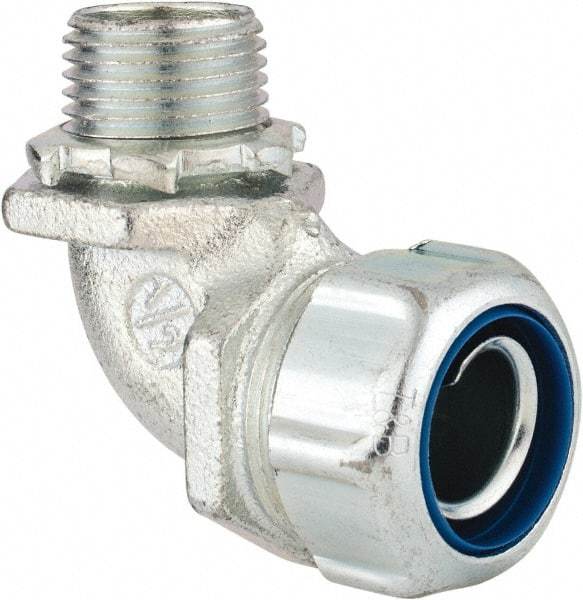 Thomas & Betts - 1/2" Trade, Malleable Iron Threaded Angled Liquidtight Conduit Connector - Noninsulated - Benchmark Tooling