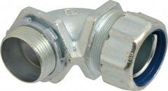 Thomas & Betts - 1-1/4" Trade, Malleable Iron Threaded Angled Liquidtight Conduit Connector - Noninsulated - Benchmark Tooling