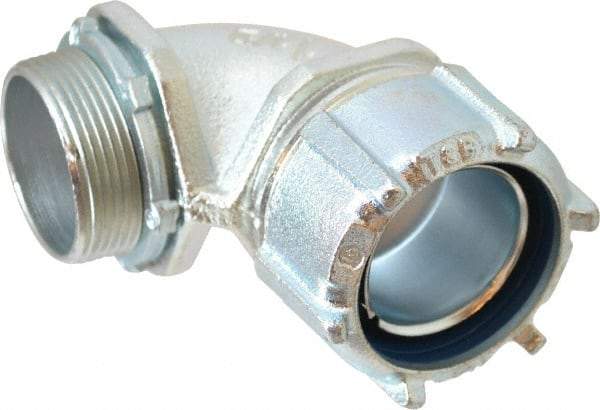 Thomas & Betts - 1-1/2" Trade, Malleable Iron Threaded Angled Liquidtight Conduit Connector - Noninsulated - Benchmark Tooling