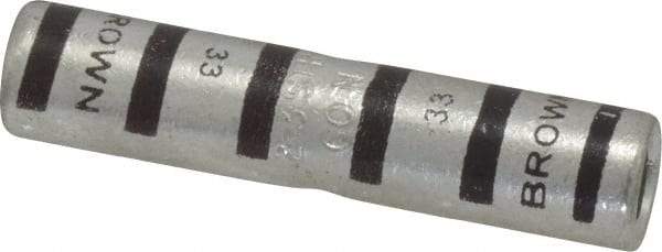 Thomas & Betts - 2 AWG Compatible, Noninsulated, Crimp-On Butt Splice Terminal - 2 Wire Entries, Copper Contacts, Tin Contact Plating, 1.88" OAL, Brown - Benchmark Tooling