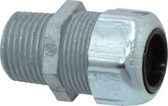 Thomas & Betts - 0.45 to 0.56" Cable Capacity, Liquidtight, Straight Strain Relief Cord Grip - 1/2 NPT Thread, 1-21/32" Long, Zinc - Benchmark Tooling
