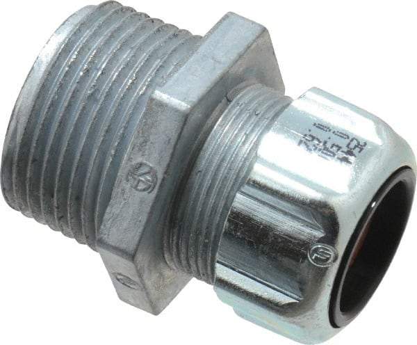 Thomas & Betts - 1/2 to 5/8" Cable Capacity, Liquidtight, Straight Strain Relief Cord Grip - 1 NPT Thread, 1-23/32" Long, Zinc - Benchmark Tooling