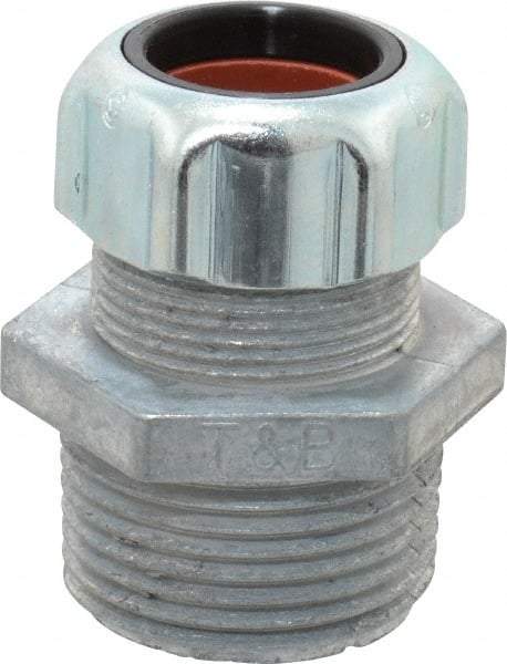 Thomas & Betts - 5/8 to 3/4" Cable Capacity, Liquidtight, Straight Strain Relief Cord Grip - 1 NPT Thread, 1-23/32" Long, Zinc - Benchmark Tooling