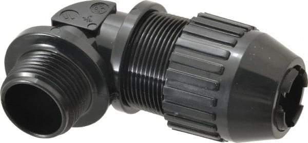 Thomas & Betts - 0.56 to 0.69" Cable Capacity, Liquidtight, Elbow Strain Relief Cord Grip - 3/4 Thread, Nylon - Benchmark Tooling