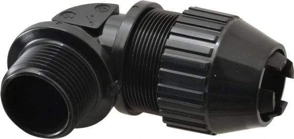 Thomas & Betts - 0.66 to 0.78" Cable Capacity, Liquidtight, Elbow Strain Relief Cord Grip - 1 Thread, 3-1/4" Long, Nylon - Benchmark Tooling