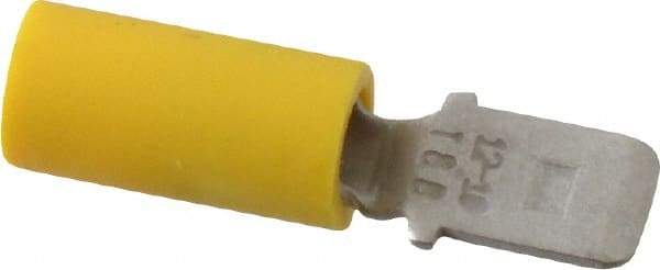 Thomas & Betts - 12 to 10 AWG, Vinyl, Fully Insulated, Male Wire Disconnect - 1/4 Inch Wide Tab, Yellow, CSA Certified, RoHS Compliant, UL 94 V-0, UL File E66716, UL Listed - Benchmark Tooling