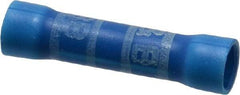 Thomas & Betts - 16 to 14 AWG Compatible, Vinyl Fully Insulated, Crimp-On Butt Splice Terminal - 2 Wire Entries, Copper Contacts, Tin Contact Plating, 1.13" OAL, Blue - Benchmark Tooling