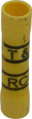 Thomas & Betts - 12 to 10 AWG Compatible, Vinyl Fully Insulated, Crimp-On Butt Splice Terminal - 2 Wire Entries, Copper Contacts, Tin Contact Plating, 1.31" OAL, Yellow - Benchmark Tooling