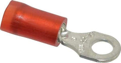 Thomas & Betts - 22-16 AWG Partially Insulated Crimp Connection D Shaped Ring Terminal - #6 Stud, 0.86" OAL x 0.26" Wide, Tin Plated Copper Contact - Benchmark Tooling