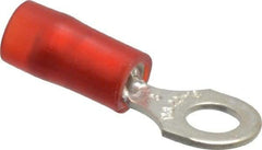 Thomas & Betts - 22-16 AWG Partially Insulated Crimp Connection D Shaped Ring Terminal - #8 Stud, 0.89" OAL x 0.26" Wide, Tin Plated Copper Contact - Benchmark Tooling