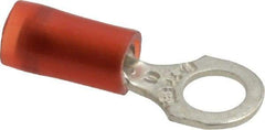 Thomas & Betts - 22-16 AWG Partially Insulated Crimp Connection D Shaped Ring Terminal - #10 Stud, 0.89" OAL x 0.31" Wide, Tin Plated Copper Contact - Benchmark Tooling