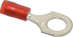 Thomas & Betts - 22-16 AWG Partially Insulated Crimp Connection D Shaped Ring Terminal - 1/4" Stud, 1.1" OAL x 0.46" Wide, Tin Plated Copper Contact - Benchmark Tooling