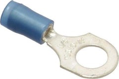 Thomas & Betts - 18-14 AWG Partially Insulated Crimp Connection D Shaped Ring Terminal - 1/4" Stud, 1.08" OAL x 0.47" Wide, Tin Plated Copper Contact - Benchmark Tooling