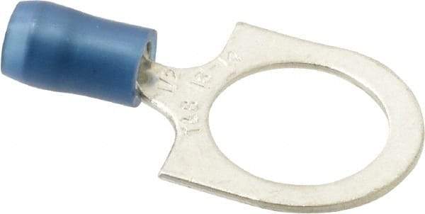 Thomas & Betts - 18-14 AWG Partially Insulated Crimp Connection D Shaped Ring Terminal - 1/2" Stud, 1-1/4" OAL x 0.72" Wide, Tin Plated Copper Contact - Benchmark Tooling