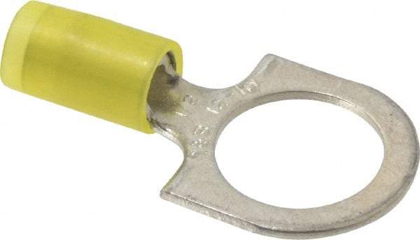 Thomas & Betts - 12-10 AWG Partially Insulated Crimp Connection D Shaped Ring Terminal - 1/2" Stud, 1.37" OAL x 0.72" Wide, Tin Plated Copper Contact - Benchmark Tooling