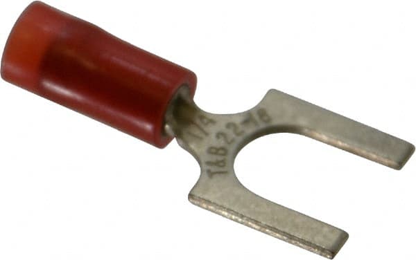 Thomas & Betts - 1/4" Stud, 22 to 16 AWG Compatible, Partially Insulated, Crimp Connection, Standard Fork Terminal - Benchmark Tooling