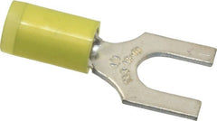 Thomas & Betts - 1/4" Stud, 12 to 10 AWG Compatible, Partially Insulated, Crimp Connection, Standard Fork Terminal - Benchmark Tooling