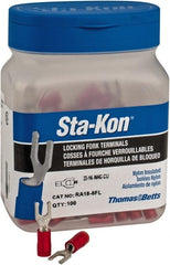Thomas & Betts - #6 Stud, 22 to 16 AWG Compatible, Partially Insulated, Crimp Connection, Locking Fork Terminal - Benchmark Tooling