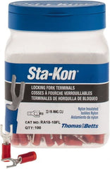 Thomas & Betts - #10 Stud, 22 to 16 AWG Compatible, Partially Insulated, Crimp Connection, Locking Fork Terminal - Benchmark Tooling