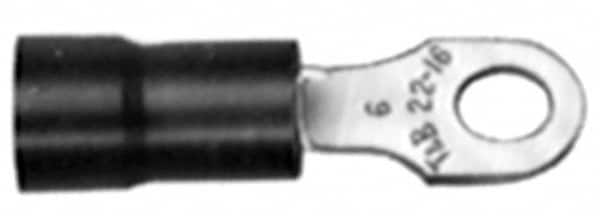 Thomas & Betts - 22-16 AWG Partially Insulated Crimp Connection D Shaped Ring Terminal - 3/8" Stud, 1.24" OAL x 0.54" Wide, Tin Plated Copper Contact - Benchmark Tooling