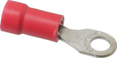 Thomas & Betts - 22-16 AWG Partially Insulated Crimp Connection D Shaped Ring Terminal - #6 Stud, 0.94" OAL x 1/4" Wide, Tin Plated Copper Contact - Benchmark Tooling