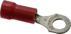 Thomas & Betts - 22-16 AWG Partially Insulated Crimp Connection D Shaped Ring Terminal - #8 Stud, 0.97" OAL x 0.31" Wide, Tin Plated Copper Contact - Benchmark Tooling