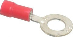 Thomas & Betts - 22-16 AWG Partially Insulated Crimp Connection D Shaped Ring Terminal - 1/4" Stud, 1.13" OAL x 1/2" Wide, Tin Plated Copper Contact - Benchmark Tooling