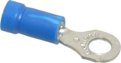 Thomas & Betts - 18-14 AWG Partially Insulated Crimp Connection D Shaped Ring Terminal - #8 Stud, 0.97" OAL x 0.31" Wide, Tin Plated Copper Contact - Benchmark Tooling