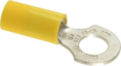 Thomas & Betts - 12-10 AWG Partially Insulated Crimp Connection D Shaped Ring Terminal - 1/4" Stud, 1.16" OAL x 1/2" Wide, Tin Plated Copper Contact - Benchmark Tooling