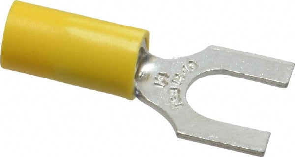 Thomas & Betts - 1/4" Stud, 12 to 10 AWG Compatible, Partially Insulated, Crimp Connection, Standard Fork Terminal - Benchmark Tooling