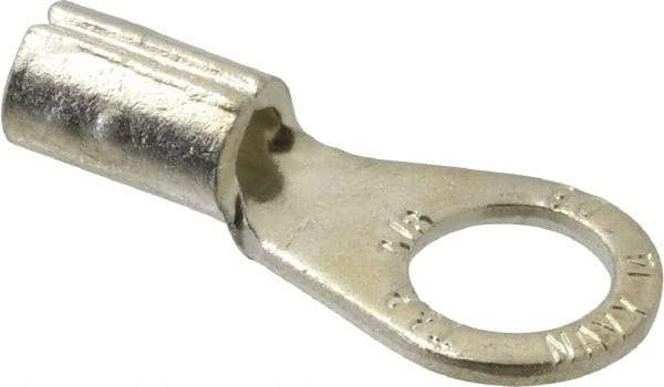 Thomas & Betts - 8 AWG Noninsulated Crimp Connection Circular Ring Terminal - 3/8" Stud, 1.32" OAL x 0.59" Wide, Tin Plated Copper Contact - Benchmark Tooling