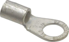 Thomas & Betts - 6 AWG Noninsulated Crimp Connection Circular Ring Terminal - 3/8" Stud, 1.32" OAL x 0.6" Wide, Tin Plated Copper Contact - Benchmark Tooling