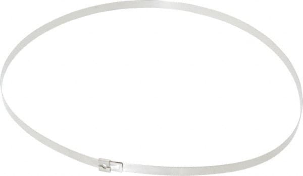Thomas & Betts - 22-1/2" Long Natural (Color) Stainless Steel Standard Cable Tie - 200 Lb Tensile Strength, 0.38mm Thick, 3-1/2" Max Bundle Diam - Benchmark Tooling