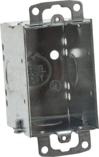 Thomas & Betts - 1 Gang, (5) 1/2" Knockouts, Steel Rectangle Switch Box - 3" Overall Height x 2" Overall Width x 2-3/4" Overall Depth - Benchmark Tooling