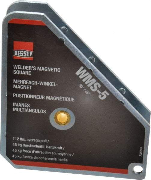 Bessey - 3-3/4" Wide x 3/4" Deep x 4-3/8" High Magnetic Welding & Fabrication Square - 112 Lb Average Pull Force - Benchmark Tooling