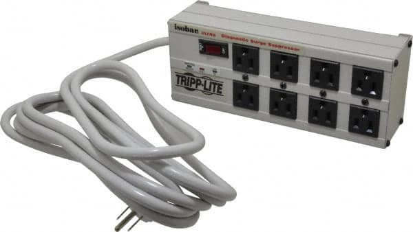 Tripp-Lite - 8 Outlets, 120 Volts, 15 Amps, 12' Cord, Power Outlet Strip - Free Hanging, Keyhole Mount, 1-15P NEMA Configuration, 11-1/2" Strip - Benchmark Tooling