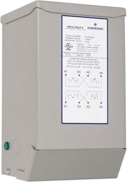 Sola/Hevi-Duty - 120/240 Input Volt, 12/24 Output Volt, 60 Hz, Buck Boost Transformer - 1 Phase, 6 Inch Wide x 5 Inch Deep x 10 Inch High, cULus Listed E77014 - Benchmark Tooling