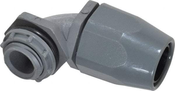 Thomas & Betts - 3/8" Trade, Thermoplastic Threaded Angled Liquidtight Conduit Connector - Insulated - Benchmark Tooling