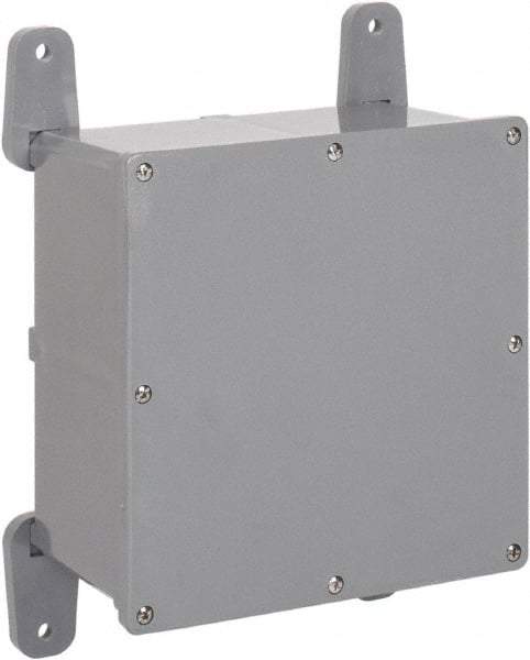 Thomas & Betts - PVC Junction Box Enclosure Screw Flat Cover - NEMA 4, 4X, 8" Wide x 8" High x 4" Deep, Corrosion Resistant - Benchmark Tooling