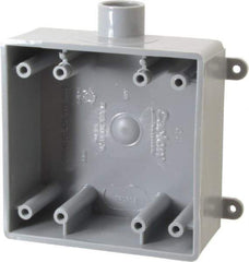 Thomas & Betts - 2 Gang, (1) 1/2" Knockout, PVC Rectangle Switch Box - 117.35mm Overall Height x 142.24mm Overall Width x 50.29mm Overall Depth, Weather Resistant - Benchmark Tooling