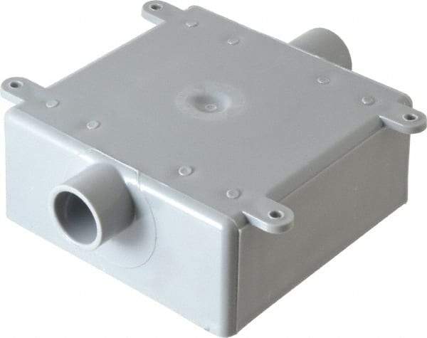 Thomas & Betts - 2 Gang, (2) 1/2" Knockouts, PVC Square Switch Box - 4.62" Overall Height x 4.62" Overall Width x 1.98" Overall Depth, Weather Resistant - Benchmark Tooling