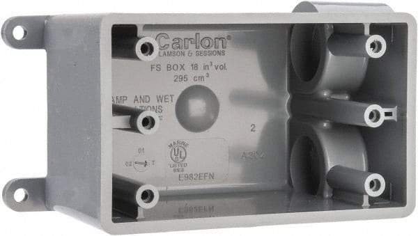 Thomas & Betts - 1 Gang, (2) 3/4" Knockouts, PVC Rectangle Junction Box - 115.3mm Overall Height x 98.4mm Overall Width x 61.5mm Overall Depth, Weather Resistant - Benchmark Tooling