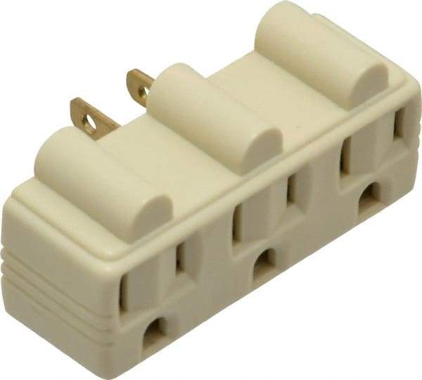 Pass & Seymour - 1 Outlet, 125 Volt, 15 Amp, Ivory, Single to Triple Electrical Outlet Adapter - 5-15P NEMA Configuration, 3-1/4 Inch Long, cULus, UL Listed - Benchmark Tooling