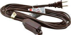 Southwire - 15', 16/2 Gauge/Conductors, Brown Indoor Extension Cord - 1 Receptacle, 13 Amps, 125 VAC, UL SPT-2, NEMA 1-15P, 1-15R x 3 - Benchmark Tooling