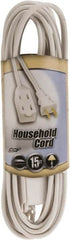 Southwire - 15', 16/2 Gauge/Conductors, White Indoor Extension Cord - 1 Receptacle, 13 Amps, 125 VAC, UL SPT-2, NEMA 1-15P, 1-15R x 3 - Benchmark Tooling