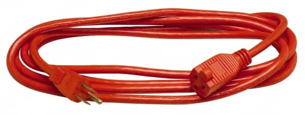 Southwire - 100', 14/3 Gauge/Conductors, Orange Indoor & Outdoor Extension Cord - 1 Receptacle, 13 Amps, 125 VAC, UL SJTOW, NEMA 5-15P, 5-15R - Benchmark Tooling