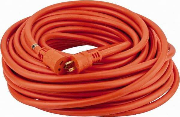 Southwire - 100', 12/3 Gauge/Conductors, Orange Indoor & Outdoor Extension Cord - 1 Receptacle, 15 Amps, 125 VAC, UL STW, NEMA 5-15P, 5-15R - Benchmark Tooling