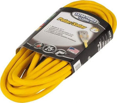 Southwire - 25', 14/3 Gauge/Conductors, Yellow Outdoor Extension Cord - 1 Receptacle, 15 Amps, 125 VAC, UL SJEOOW, NEMA 5-15P, 5-15R - Benchmark Tooling