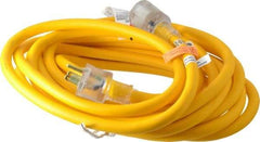 Southwire - 25', 14/3 Gauge/Conductors, Yellow Outdoor Extension Cord - 1 Receptacle, 15 Amps, 125 VAC, UL SEOOW, NEMA 5-15P, 5-15R - Benchmark Tooling