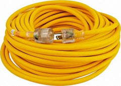 Southwire - 100', 14/3 Gauge/Conductors, Yellow Outdoor Extension Cord - 1 Receptacle, 13 Amps, 125 VAC, UL SEOOW, NEMA 5-15P, 5-15R - Benchmark Tooling